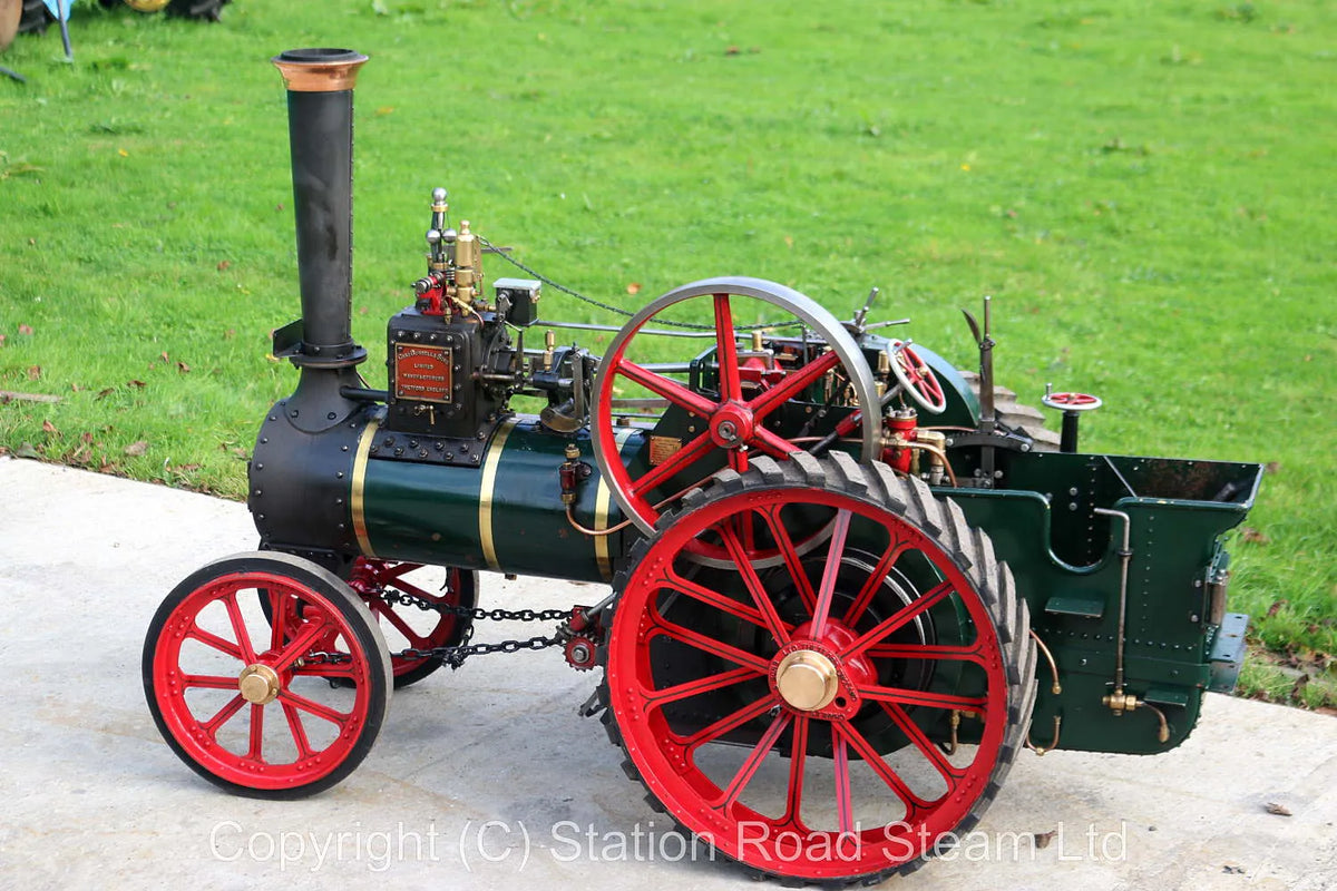 4 1/2 inch scale Burrell agricultural engine with passenger trolley