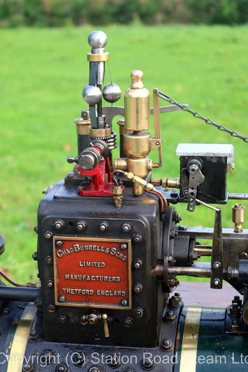 4 1/2 inch scale Burrell agricultural engine with passenger trolley