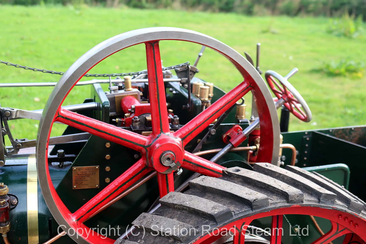 4 1/2 inch scale Burrell agricultural engine with passenger trolley