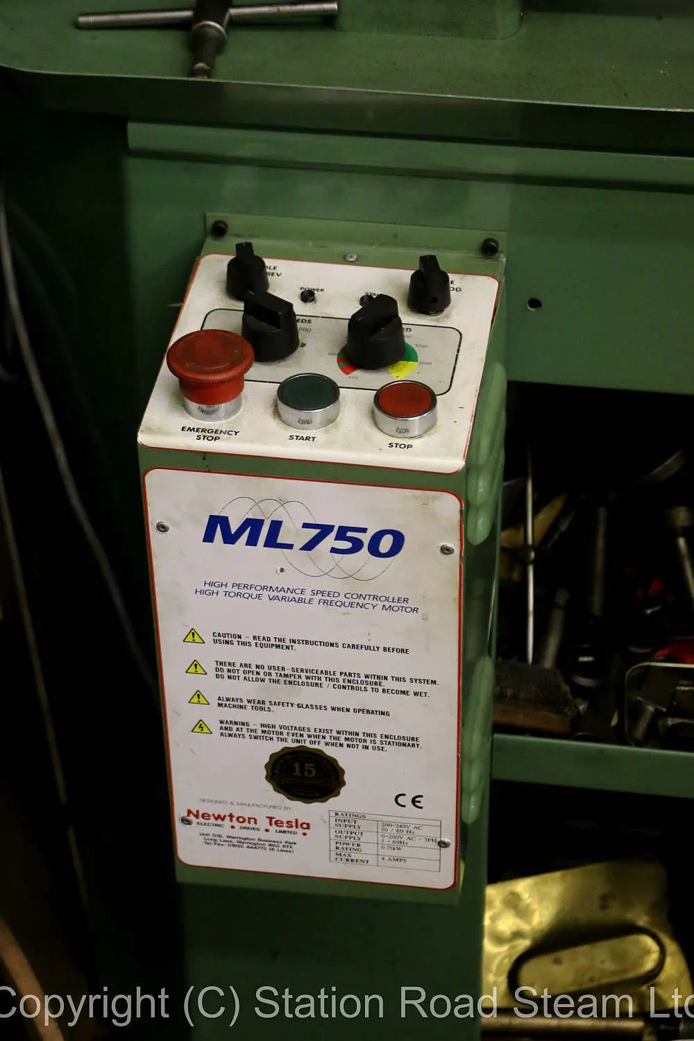 Green Myford Super 7, clutch, power cross feed
