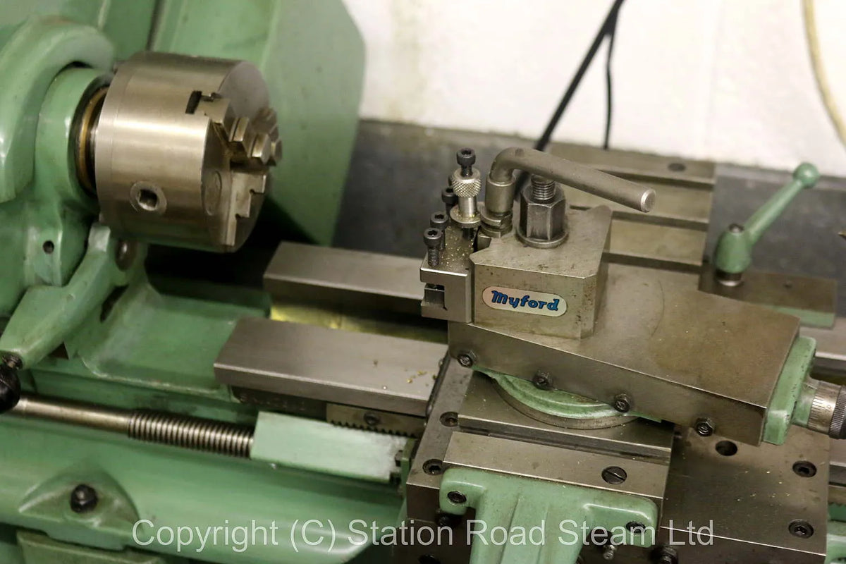 Green Myford Super 7, clutch, power cross feed