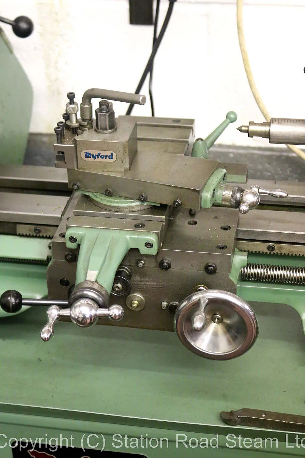Green Myford Super 7, clutch, power cross feed