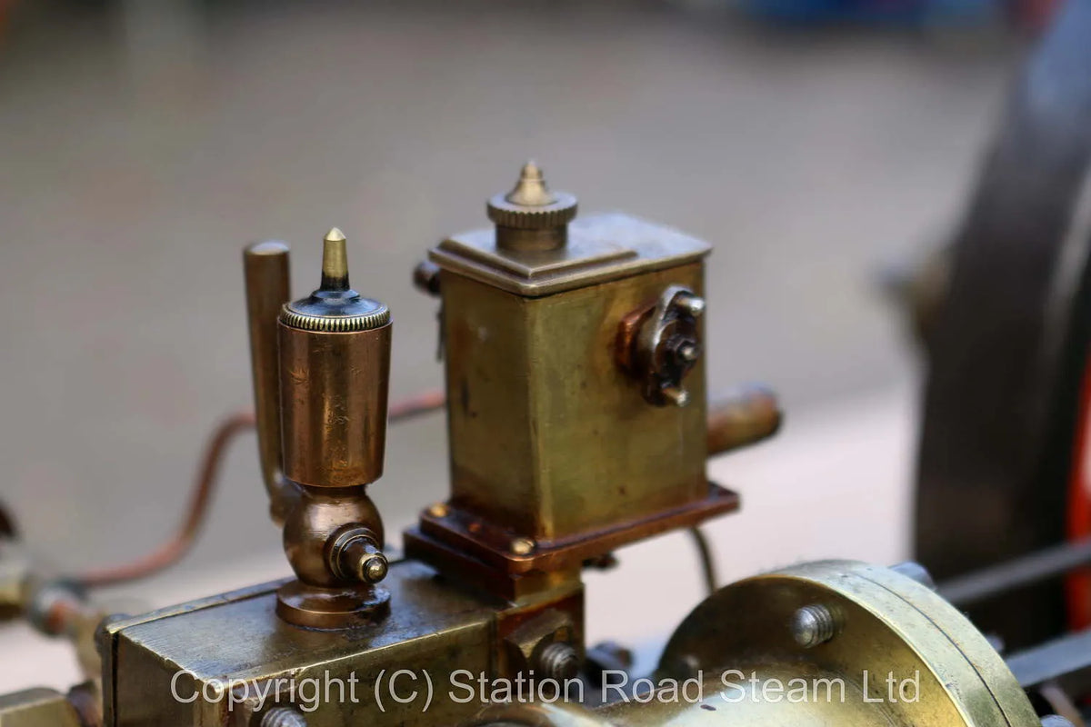 Vintage horizontal mill engine with mechanical lubricator
