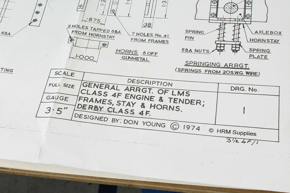 3 1/2 inch gauge Derby 4F parts, drawings