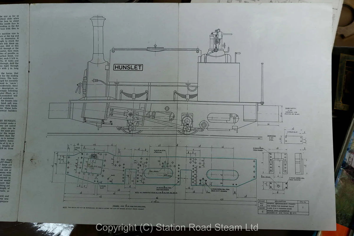 5 inch gauge Hunslet 0-4-0ST frames, cylinder castings, boiler material