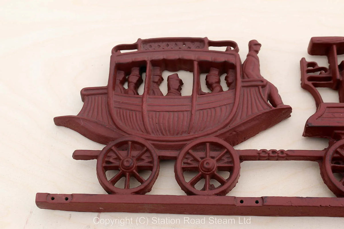 Cast iron wall plaque of early train