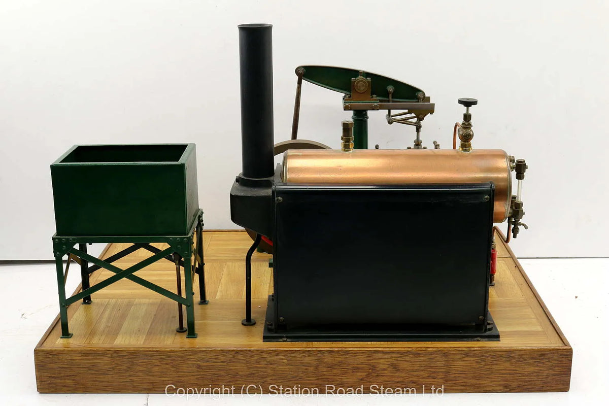 Stuart 504 boiler with beam engine, water tank and hand pump