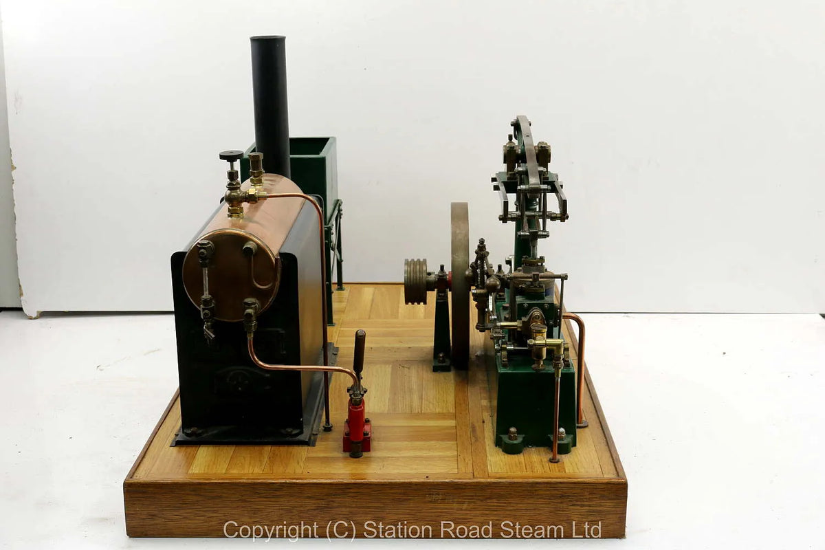 Stuart 504 boiler with beam engine, water tank and hand pump
