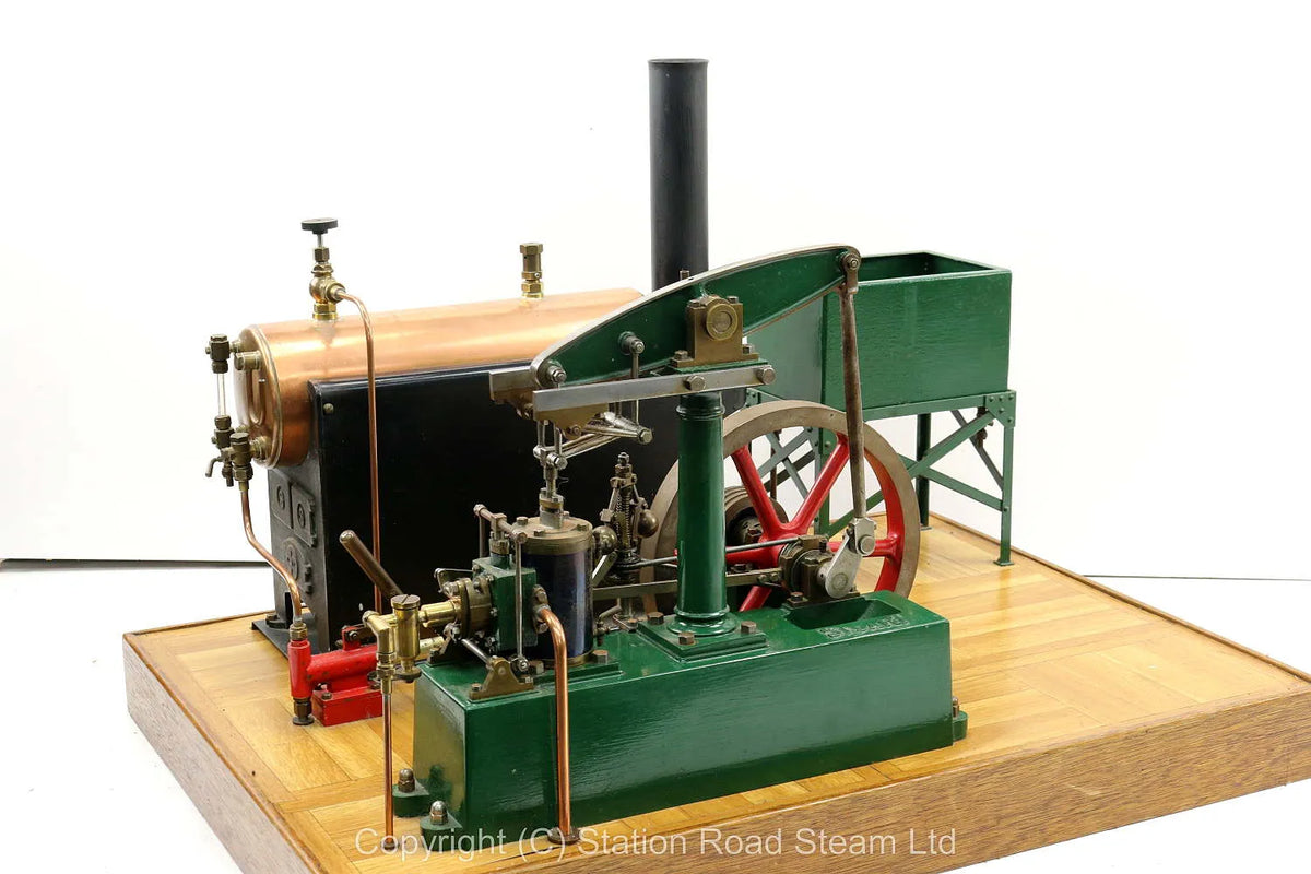 Stuart 504 boiler with beam engine, water tank and hand pump