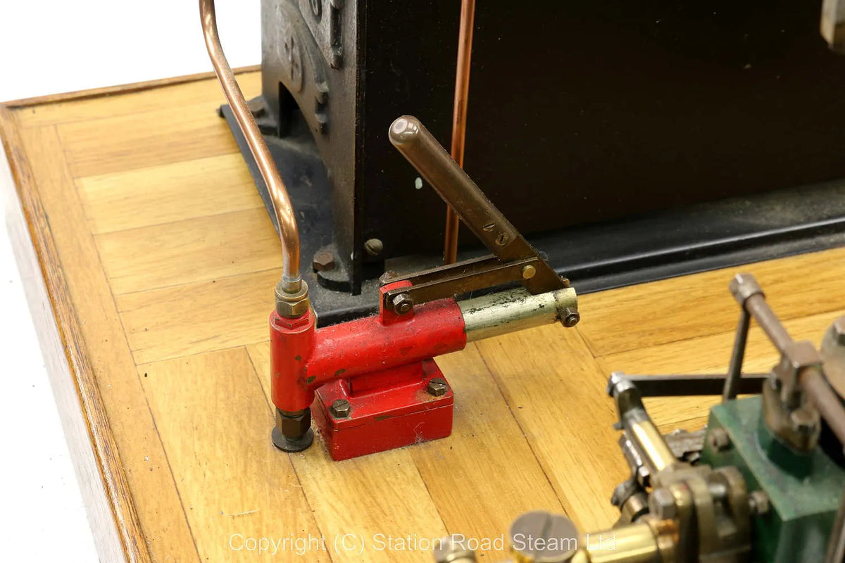 Stuart 504 boiler with beam engine, water tank and hand pump