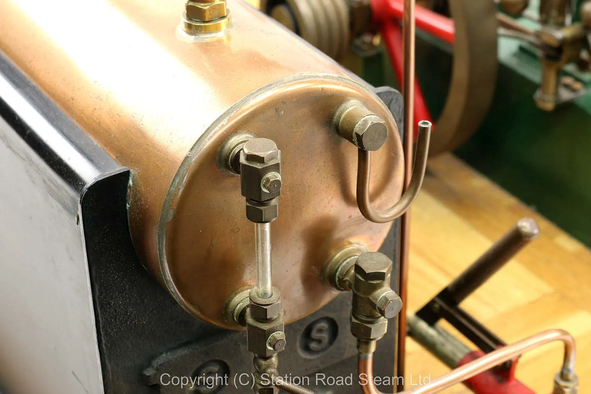 Stuart 504 boiler with beam engine, water tank and hand pump