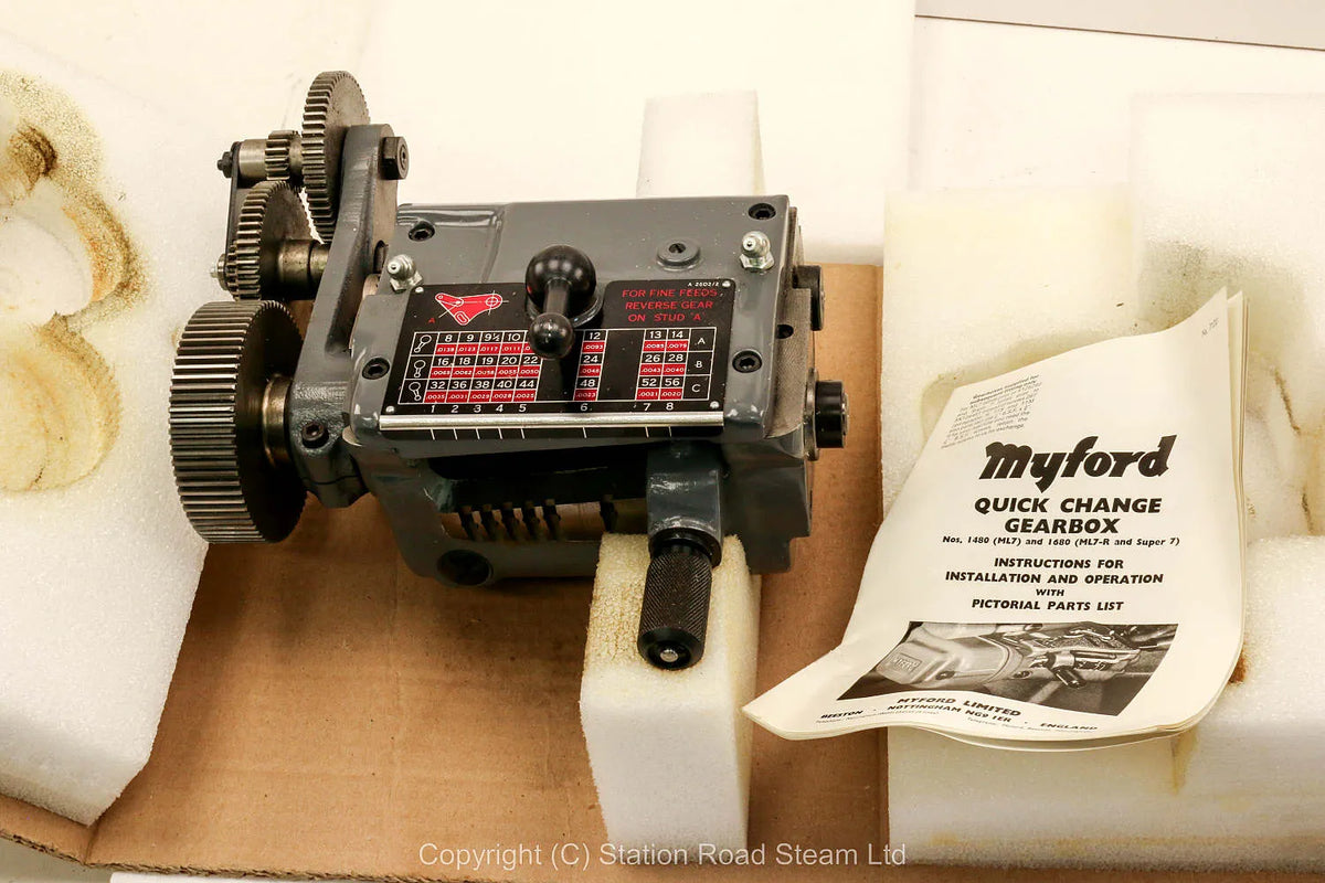 New, boxed Myford quick change gearbox