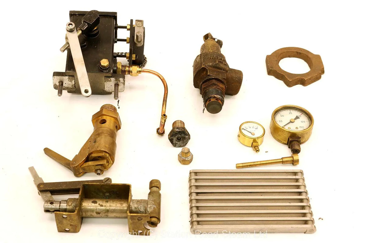 Box of stuff - injectors, water gauge fittings, gauges etc