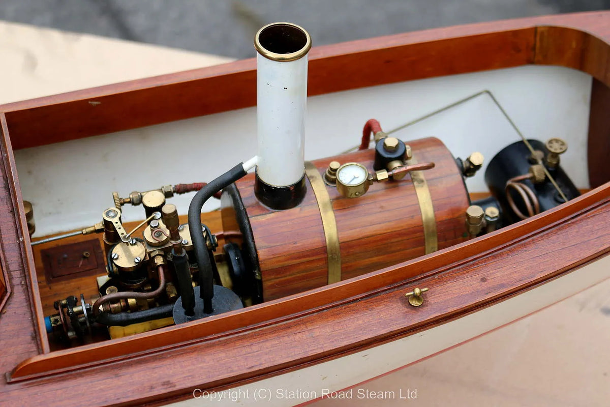 Gas-fired Krick "Victoria" steam launch with V-twin plant