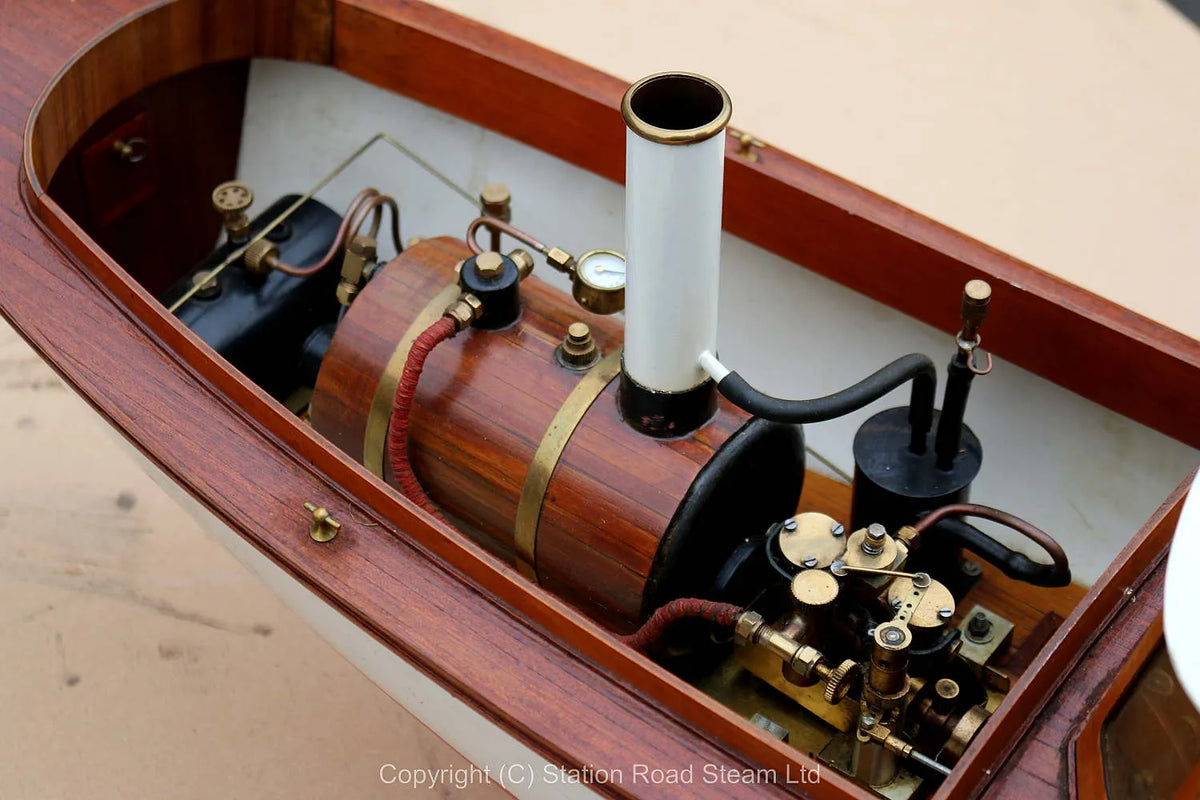 Gas-fired Krick "Victoria" steam launch with V-twin plant
