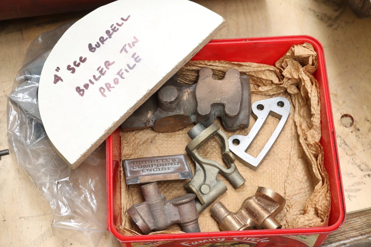 4 inch scale Burrell SCC boiler, parts, castings, drawings