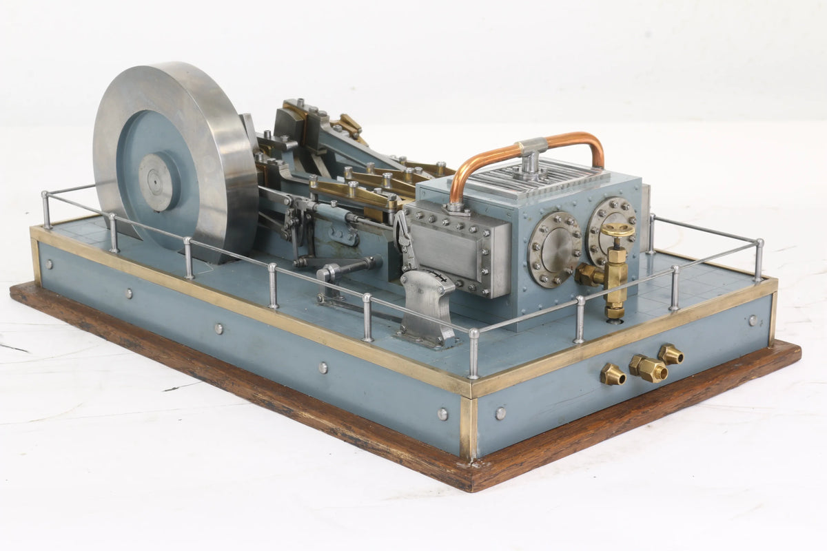Horizontal twin mill engine with reversing gear