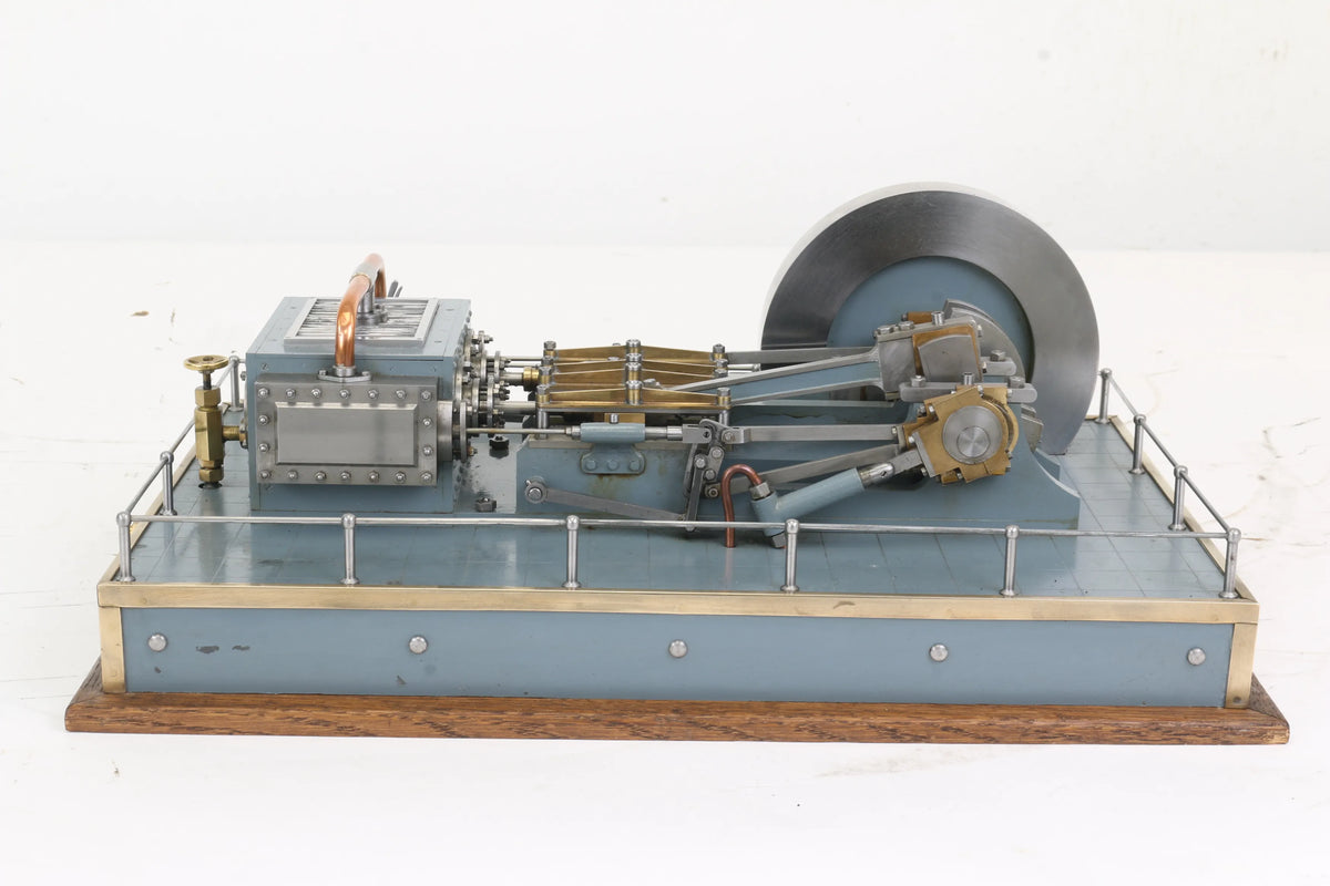 Horizontal twin mill engine with reversing gear