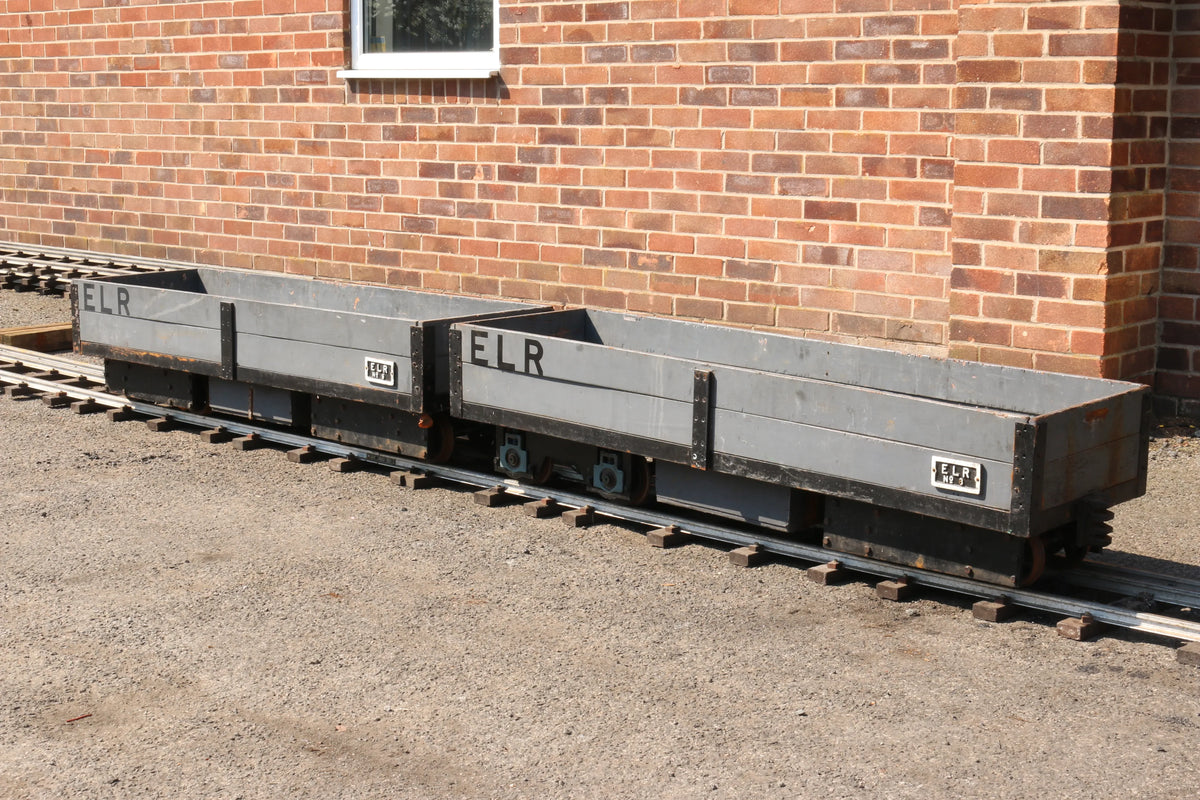 Pair 7 1/4 inch gauge bogie wagons