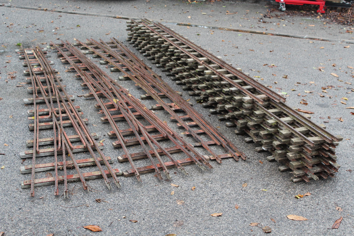 Three 5 & 7 1/4 inch multi-gauge turnouts & track panels