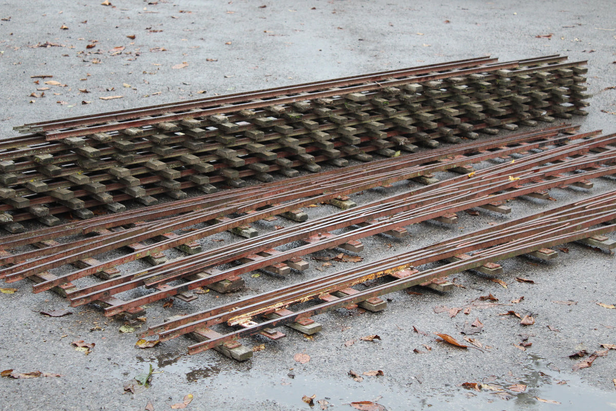 Three 5 & 7 1/4 inch multi-gauge turnouts & track panels
