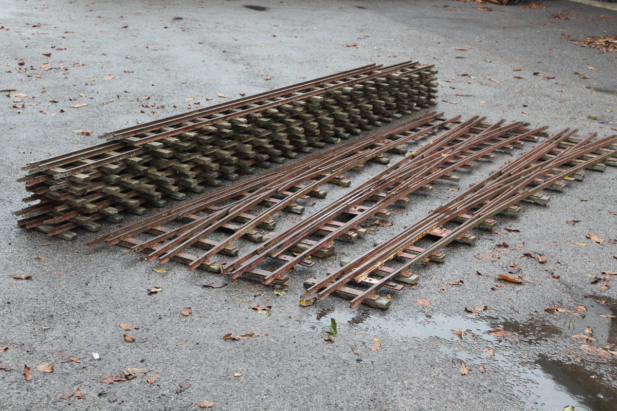 Three 5 & 7 1/4 inch multi-gauge turnouts & track panels