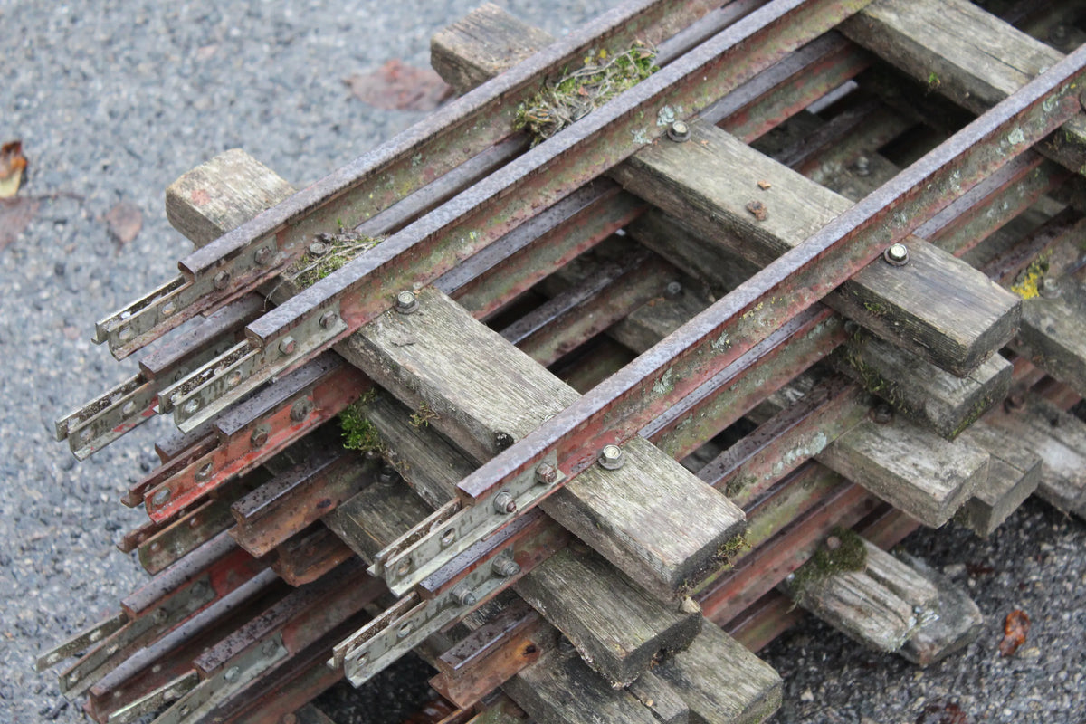 Three 5 & 7 1/4 inch multi-gauge turnouts & track panels