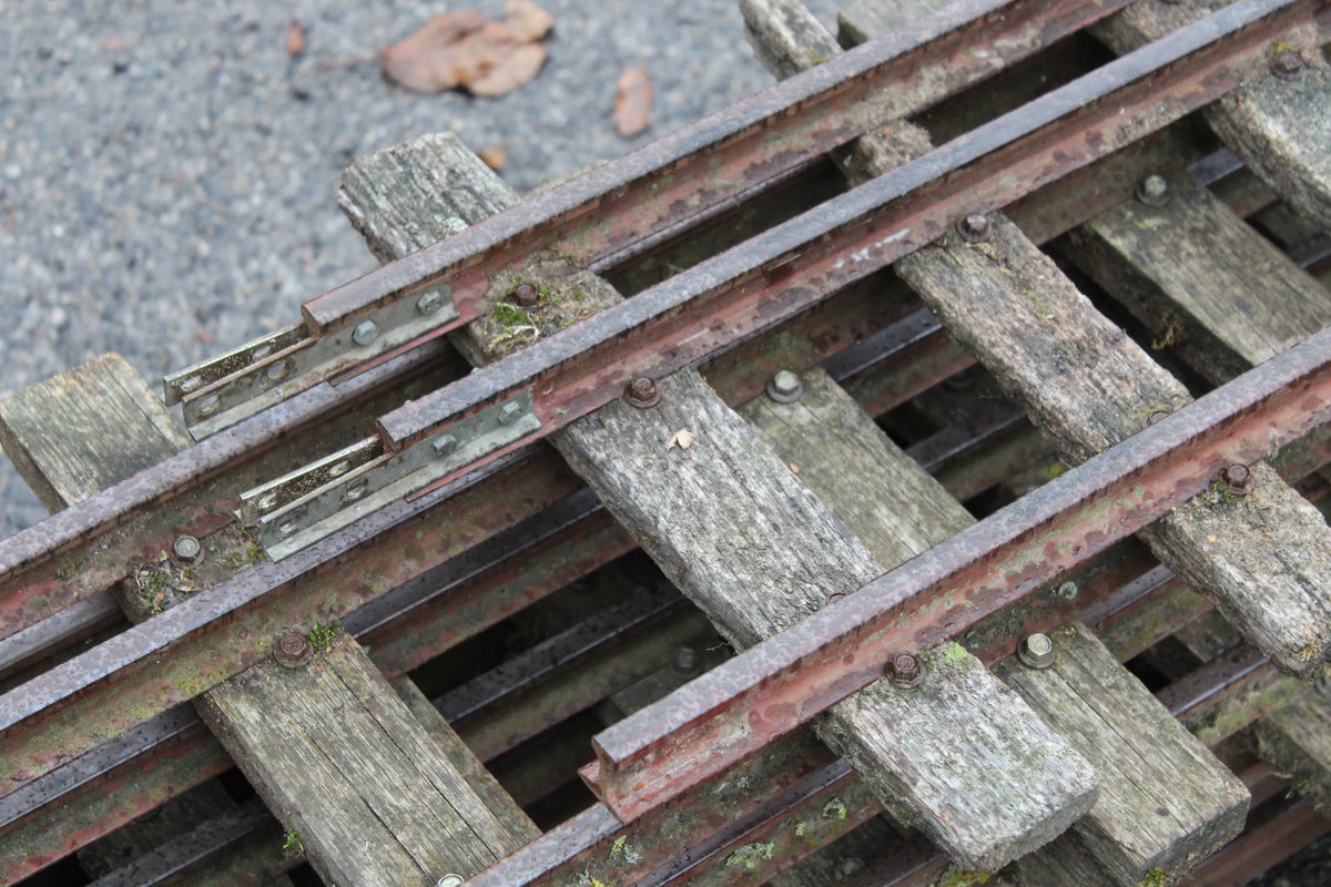 Three 5 & 7 1/4 inch multi-gauge turnouts & track panels