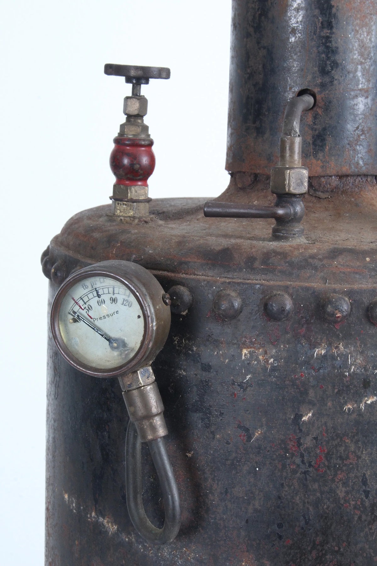 Rivetted coal-fired vertical boiler with hand pump