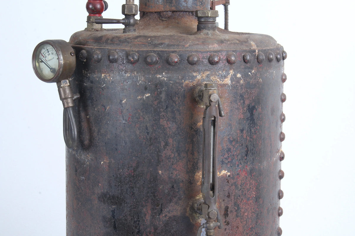 Rivetted coal-fired vertical boiler with hand pump