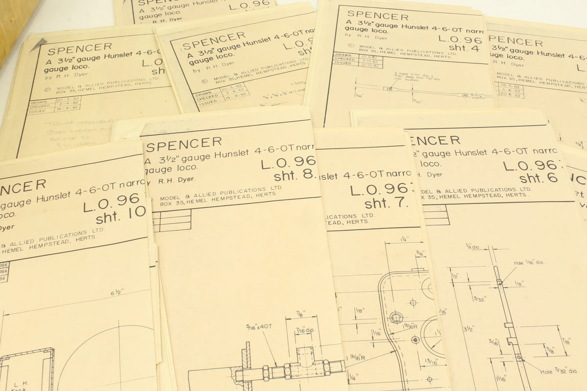 3 12 inch gauge "Spencer" frames, castings & drawings