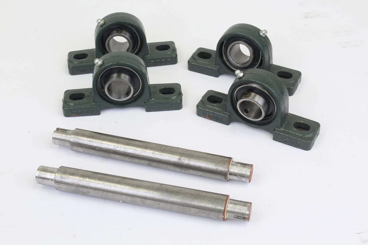 Four 7 1/4 inch gauge wheels with axles & bearings