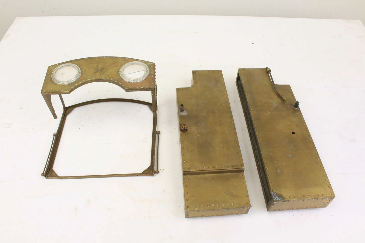 Brass side tanks and spectacle plate