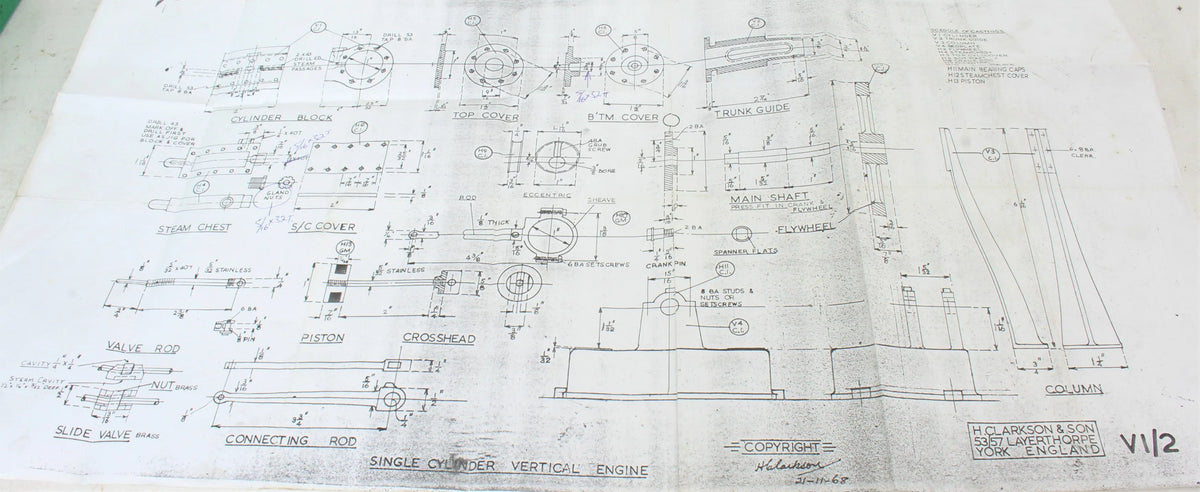 Part-built Clarksons vertical engine