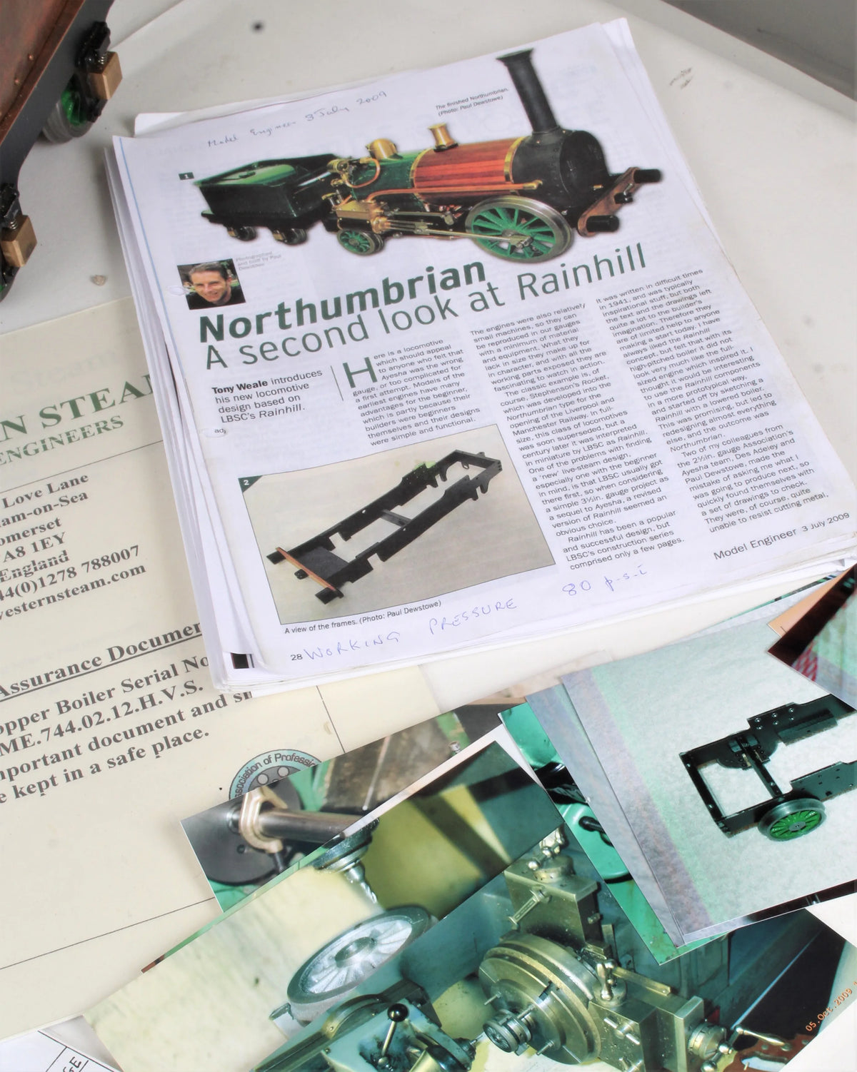 Part-built 3 1/2 inch gauge "Northumbrian"