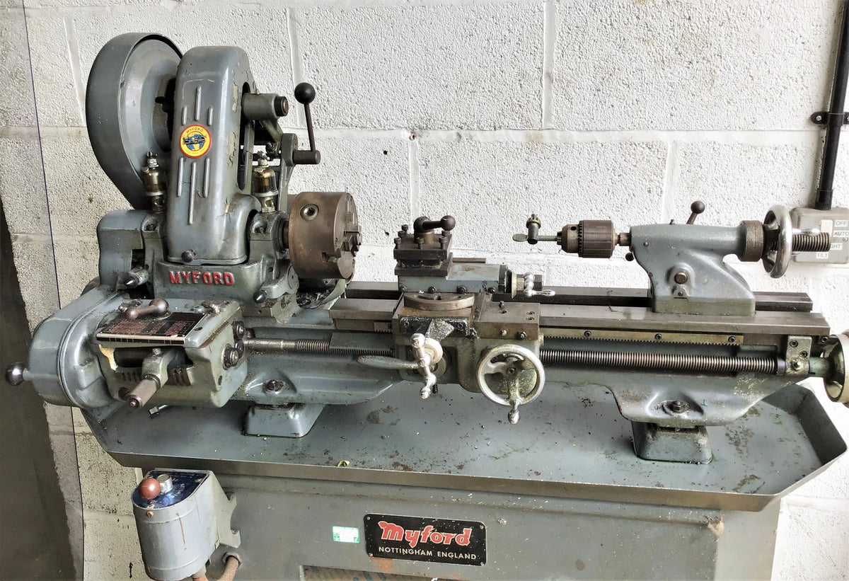 Myford ML7 lathe with gearbox, stand and tooling