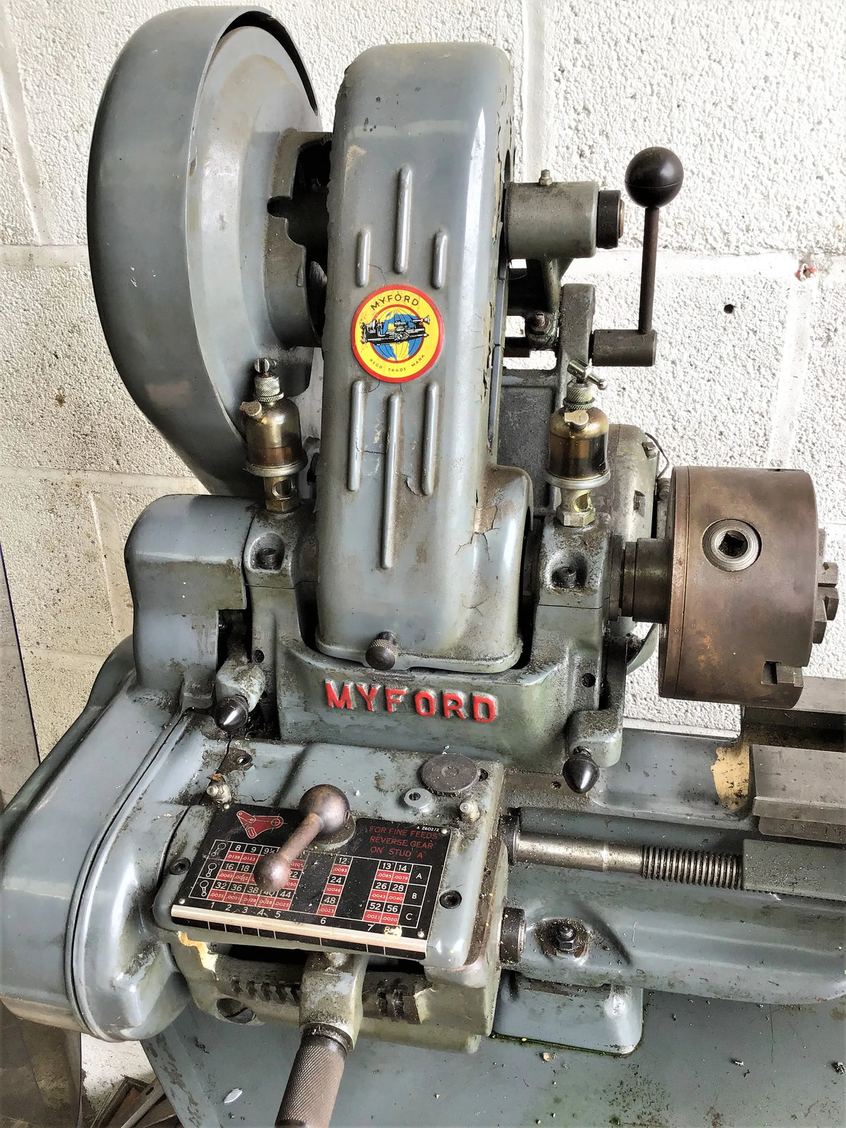 Myford ML7 lathe with gearbox, stand and tooling