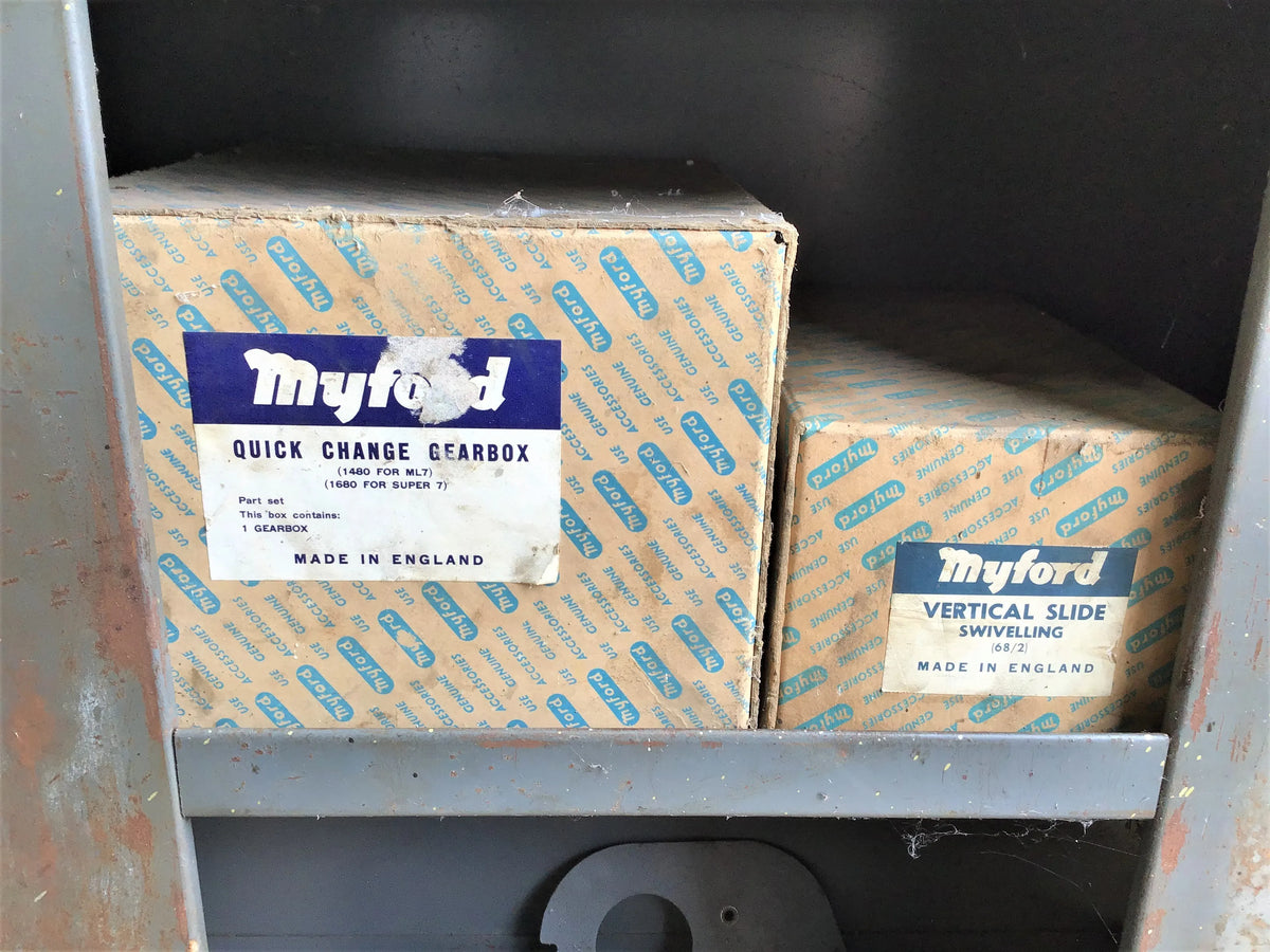 Myford ML7 lathe with gearbox, stand and tooling