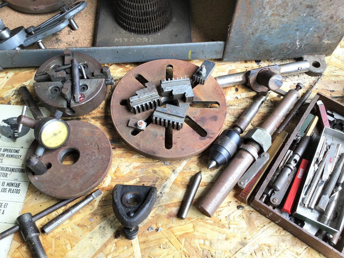 Myford ML7 lathe with gearbox, stand and tooling