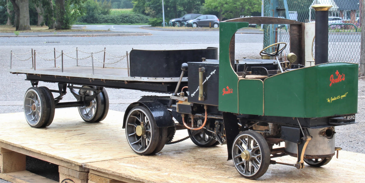 2 inch scale Clayton steam wagon with articulated trailer
