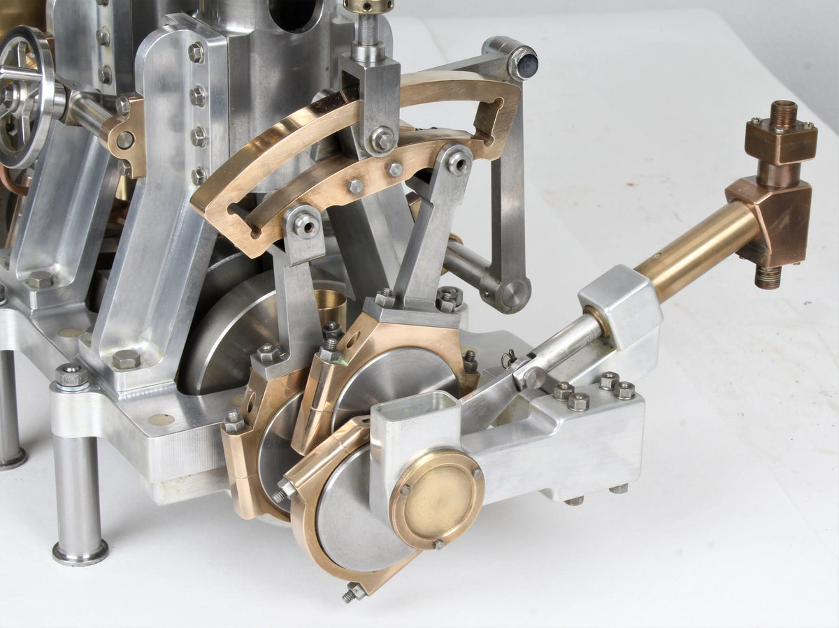 Vertical compound engine with reversing gear