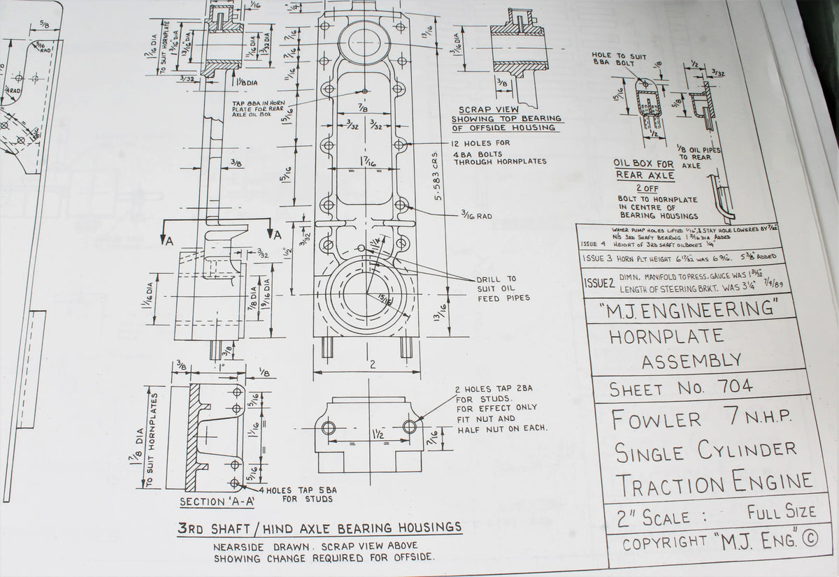 2 inch scale Fowler A7 boiler, castings, drawings