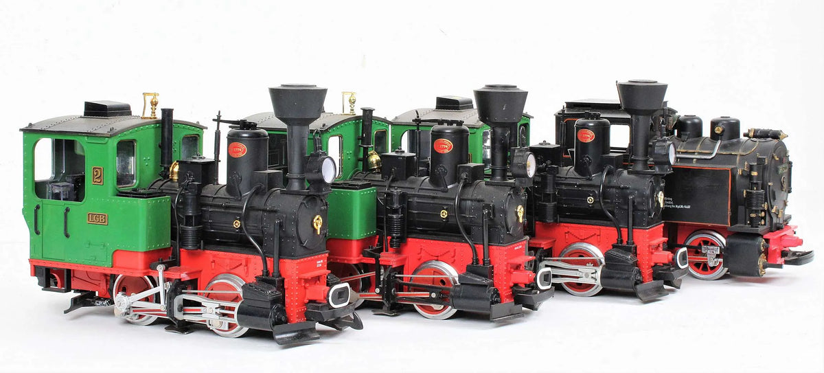 Four LGB G-scale tank locomotives