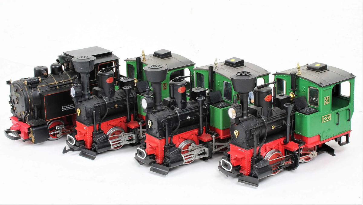 Four LGB G-scale tank locomotives