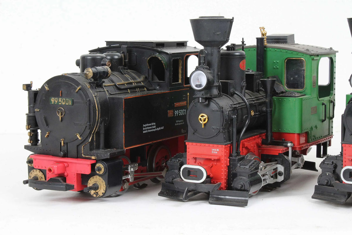 Four LGB G-scale tank locomotives