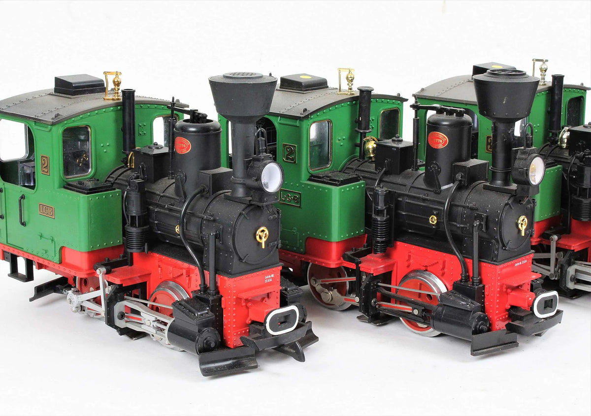 Four LGB G-scale tank locomotives