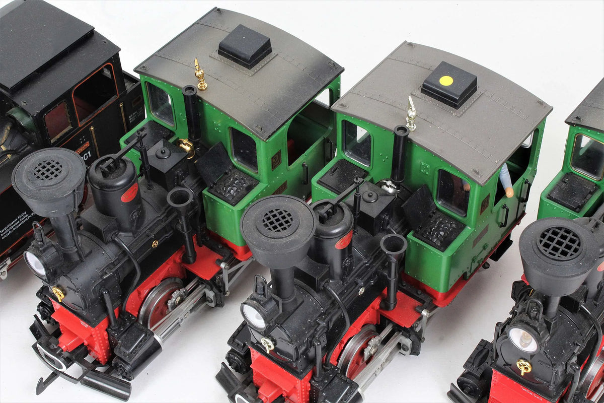 Four LGB G-scale tank locomotives