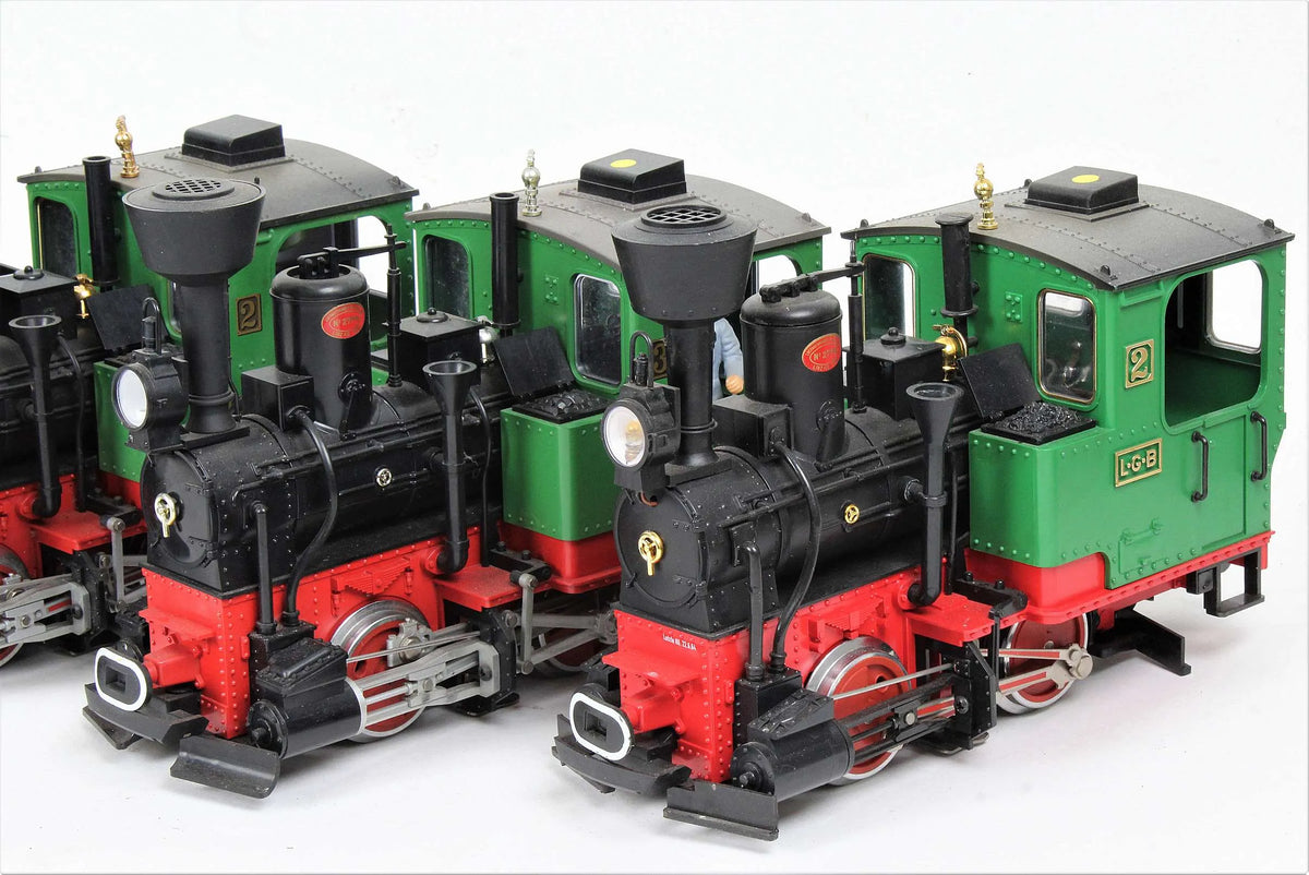 Four LGB G-scale tank locomotives