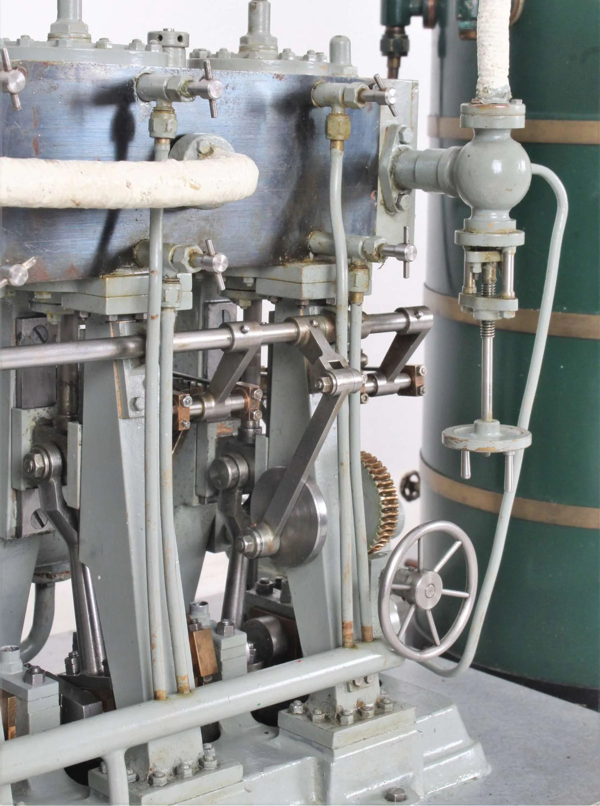 Steam plant with triple expansion engine and vertical boiler