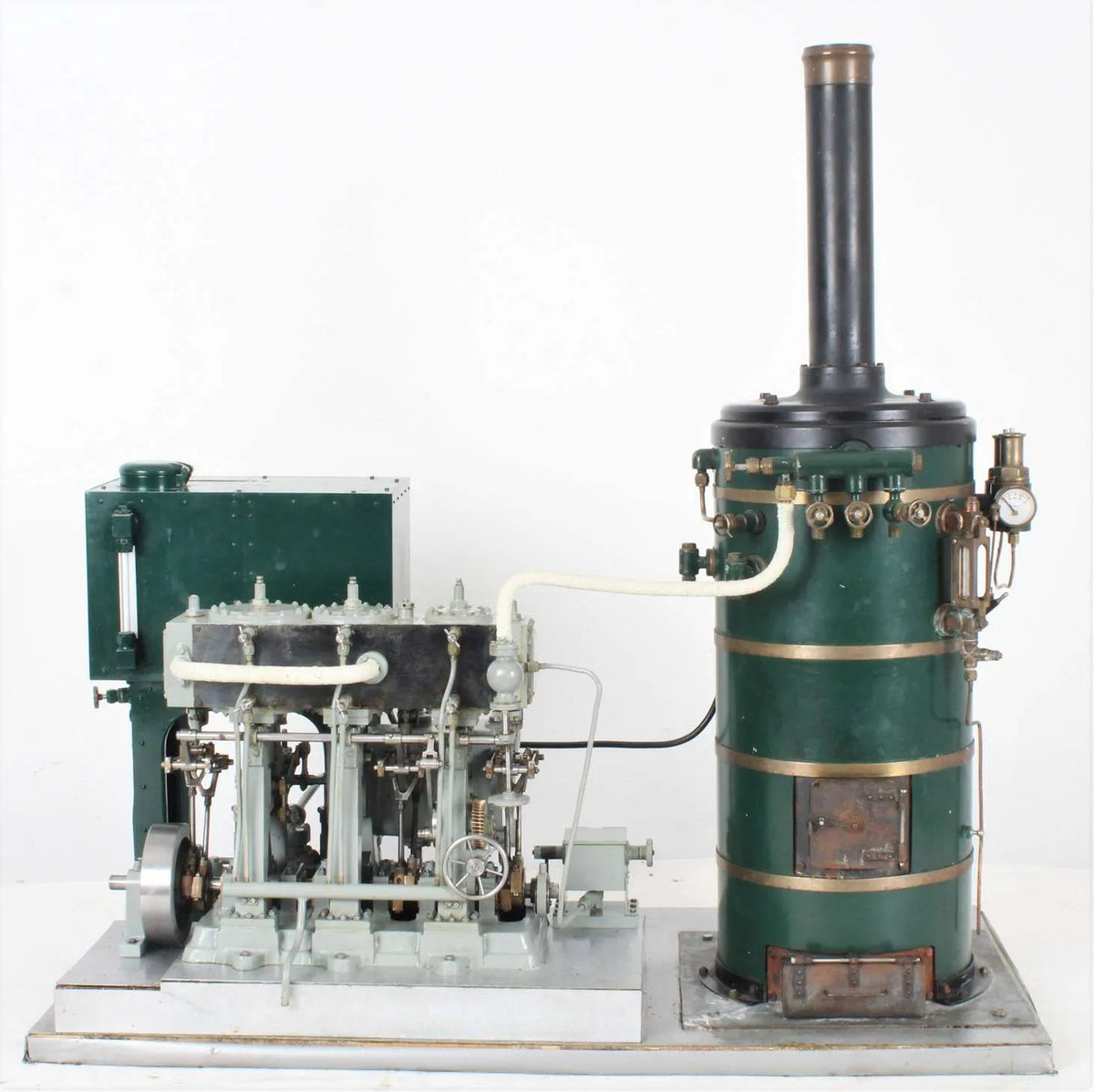 Steam plant with triple expansion engine and vertical boiler
